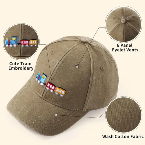 Vista 2 de Lindas gorras de béisbol bordadas para niños y niñas, de algodón lavado, ajustable, estilo vintage, snapback, para niños y niñas, de 3 a 8 años