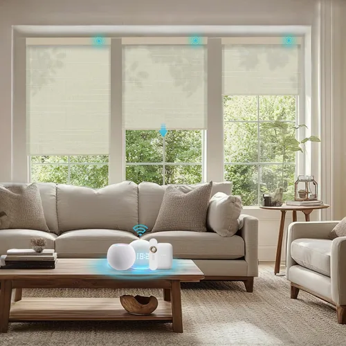 Vista 19 de Persianas motorizadas con control remoto, persianas enrollables opacas completas, funcionan con Homekit Alexa y Google Assistant, persianas solares