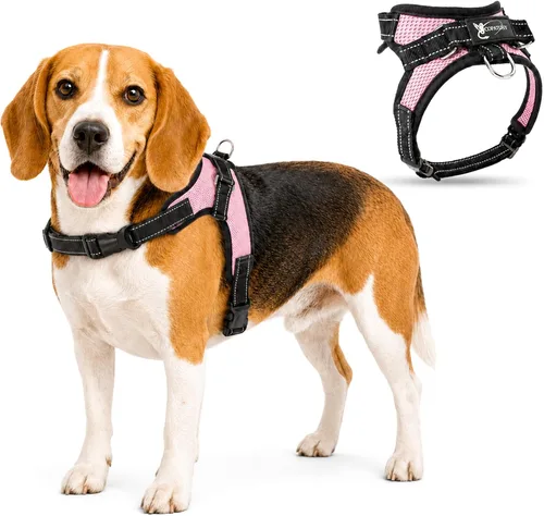 Vista 23 de Arnés ajustable reflectante para perro con asa evita tirones, XXS, Negro
