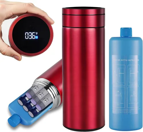 Vista 10 de Bogush Grandes bolígrafos de insulina de 60H para 6-8 bolígrafos, estuche de viaje, pantalla de temperatura, enfriador de medicamentos para viajes