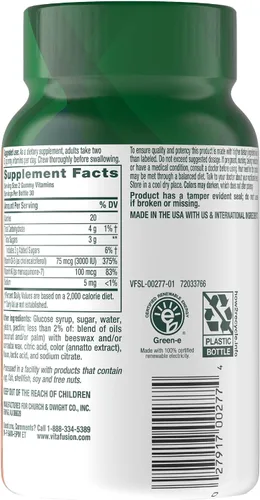 Vista 4 de Vitafusion Gomitas de vitamina D3 K2 60 unidades Delicioso sabor a