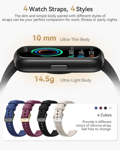 Vista 6 de Rastreador de actividad física, relojes inteligentes para mujeres y hombres con monitor de frecuencia cardíaca, SpO2/sueño, IP68 impermeable