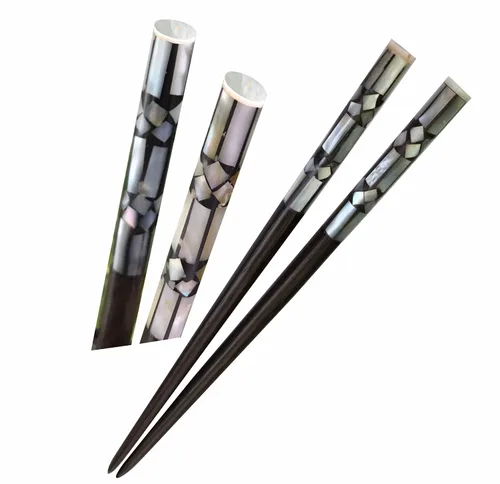 Vista 8 de Palillos de madera para el cabello, cabeza de incrustación superior con nácar a mano, palillos decorativos únicos de madera, palillos de pelo