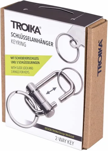Vista 6 de TROIKA LLAVE DE 2 VÍAS KR22-09GM Llavero con 3 anillos para llaves en 2 tamaños Cierre deslizante para facilitar la organización de las llaves