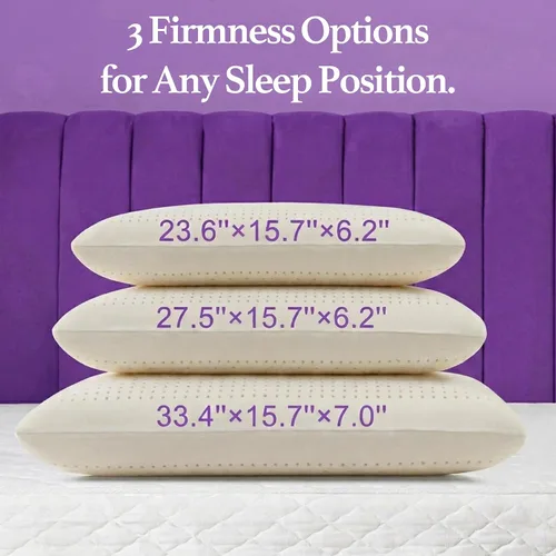 Vista 7 de Talalay - Almohada de látex para dormir, almohada de cama suave con funda de almohada de algodón que ayuda a aliviar la presión, almohada de alta