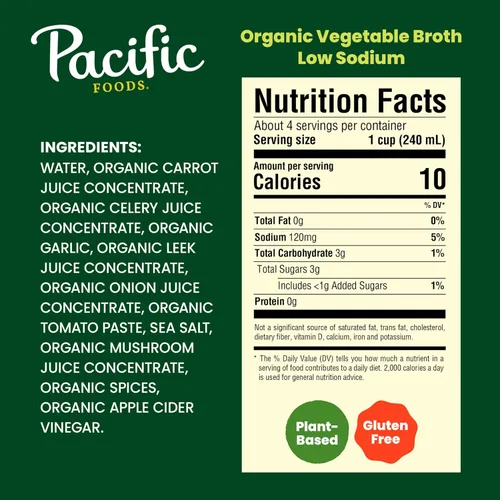 Vista 2 de Pacific Foods - Caldo de verduras orgánico y bajo en sodio