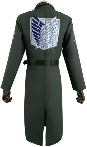 Vista 4 de Anime Scout Regimiento Ejército Verde Disfraces Cosplay Attack on Titan Survey Corps Levi Eren Jager Uniforme Trajes Recon Corps