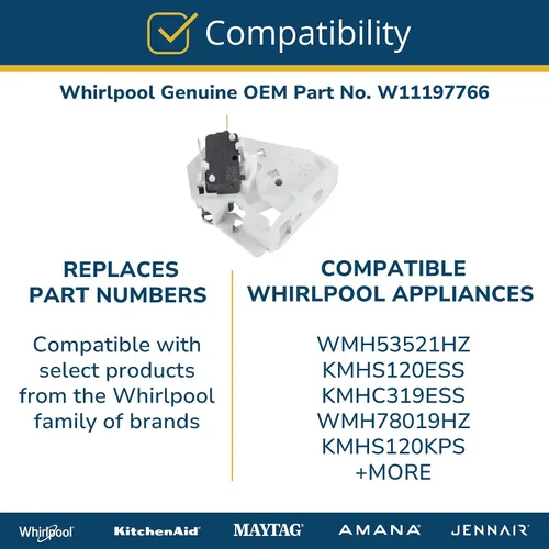 Vista 4 de Ensamble de interruptor de bloqueo para puerta de microondas Whirlpool W11197766