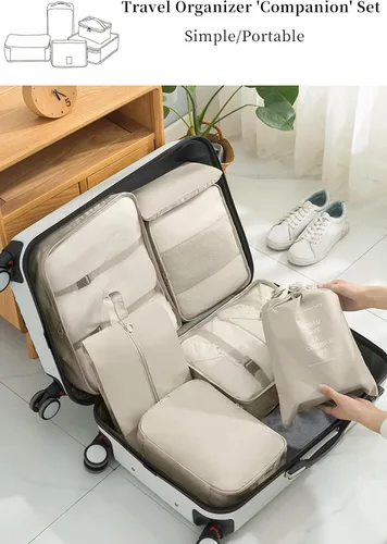 Vista 6 de Juego de 10 cubos de equipaje organizadores de equipaje para accesorios de viaje, artículos esenciales de viaje, bolsas organizadoras de equipaje