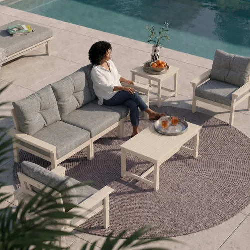 Vista 31 de Juego de muebles de patio HDPE de 13 piezas con mesas