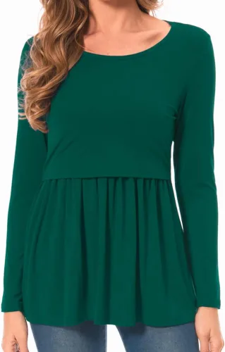 Vista 12 de Bearsland Camiseta de lactancia para mujer, cuello redondo, ropa de embarazo Ajwine Rojo