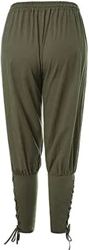 Vista 3 de Pantalones al tobillo para hombre, tipo medieval, vikingos, traje de navegante o pirata, pantalones renacentistas, góticos