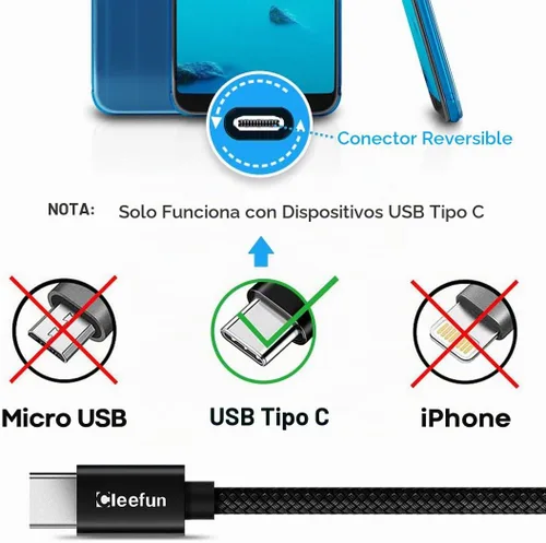 Vista 6 de CLEEFUN Cable USB A USB C extralargo de 26 pies, cable de alimentación USB Negro