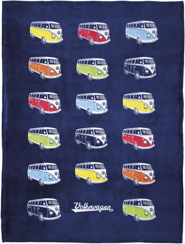 Vista 5 de BRISA VW Collection - Manta de forro polar suave y esponjosa de Volkswagen T1 con diseño de autobús y escarabajo