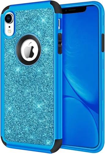 Vista 17 de Hython Compatible con Funda para iPhone XR, Protector Defensor de Cuerpo Completo de Servicio Pesado con Purpurina Brillante Reluciente, Carcasa