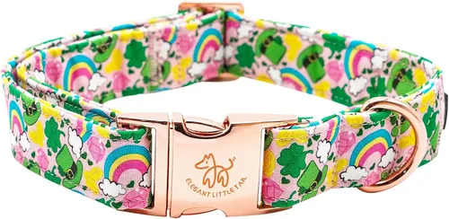 Vista 13 de Elegant little tail Collar para perro de Pascua, collar de perro con estampado de huevos de conejo, collar para mascotas, collar rosa para perros