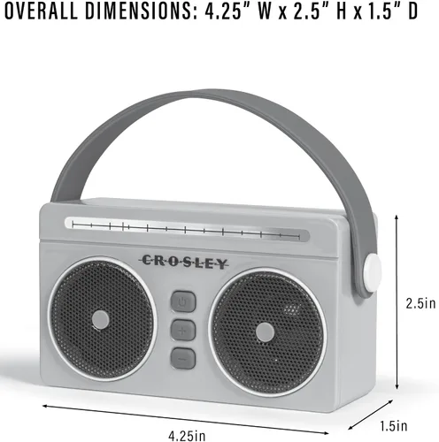 Vista 12 de Crosley CR3050A-FG Mini Boombox Altavoz Bluetooth Portátil Retro con Luces LED, Flamingo