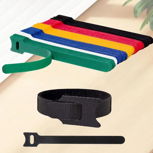 Vista 7 de Paquete de 60 bridas reutilizables para cables, organizadores de cables multicolor de 6 pulgadas para cables y cables (negro 15)