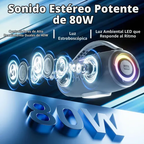 Vista 2 de HEAVY BASS Altavoces Bluetooth Inalámbrico 60W 20H IPX6 Al Aire Libre