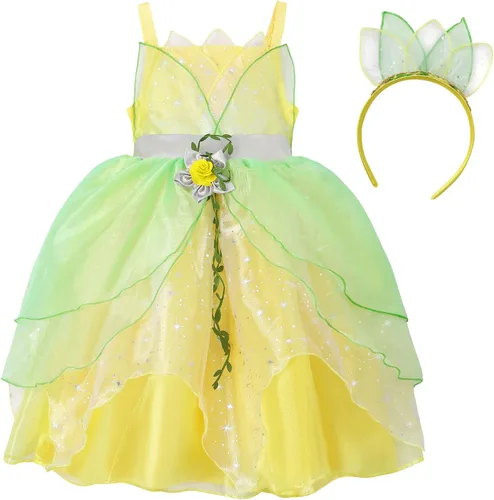 Vista 3 de WonderBabe Princess Costume for Girls Green Fairy Frog Dress Birthday Party Halloween Costume Cosplay Dress up for Kids