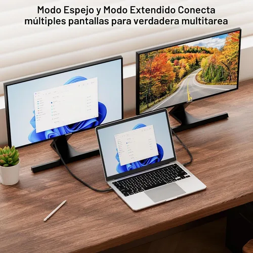 Vista 6 de Cable USB C a HDMI 2.1 de 4 pies, con 2 adaptadores HDMI, 8K@60Hz, 4K