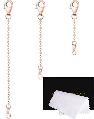 Vista 17 de Extensores de collar para mujer, chapados en oro de 14 quilates, extensores de collar duraderos, cadena de plata de ley 925 para pulsera y Dorado