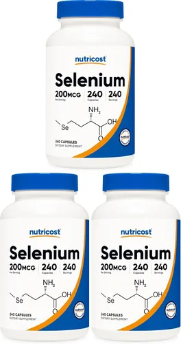 Vista 7 de Nutricost Selenio 200mcg, 240 cápsulas vegetales (2 botellas) - Sin OMG, sin gluten, L-selenometionina