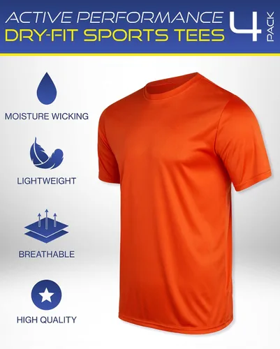 Vista 2 de iXtreme Camiseta deportiva para hombre Paquete de 4 camisetas deportivas de manga corta de ajuste seco Camiseta de entrenamiento atlético