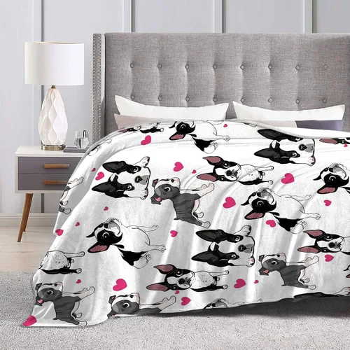 Vista 5 de Tijuboni Manta de Bulldog Francés para Niñas Niños Mujeres Regalos Amantes de los Perros Linda Manta para Niños Adultos Ultra Suave Acogedora Forro