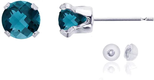 Vista 121 de Aretes de tuerca de plata de ley 925 chapados en oro de 14 quilates macizo, oro amarillo, blanco o rosa de 0.236 in Amatista