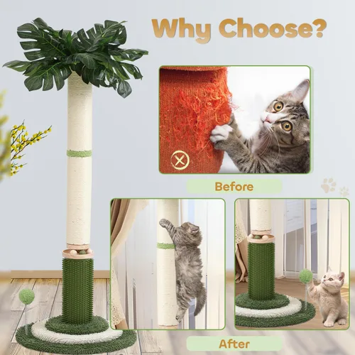 Vista 5 de EMUST Rascador para gatos – Rascador para gatos de 41.3 pulgadas de alto con pista interactiva de bolas para gatos de interior, poste para gatos