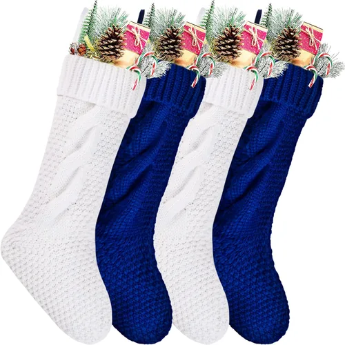 Vista 7 de Paquete de 4 calcetines navideños de punto, color burdeos, 14 pulgadas