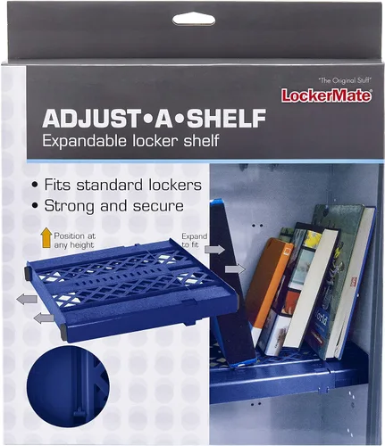 Vista 6 de LockerMate - Estante ajustable de casilleros, fácil de usar, se extiende al ancho de tu casillero, azul