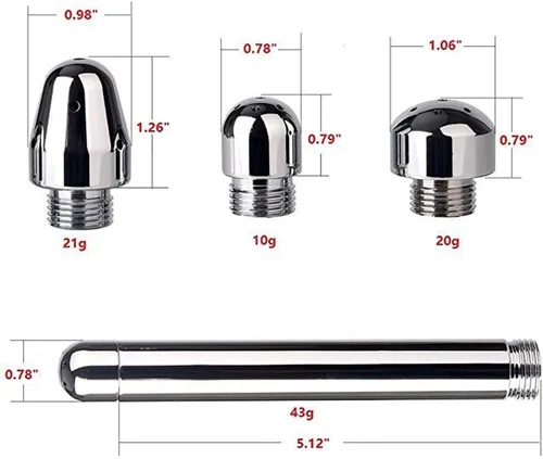 Vista 2 de Boquilla Ducha 3 cabezas aluminio limpiador limpiador Colonic Douche System Cleaner(Plata)
