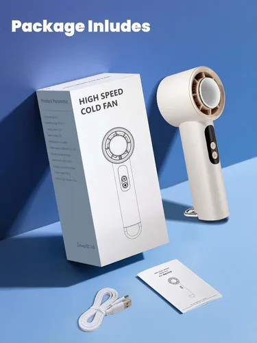Vista 9 de Ventilador turbo portátil de mano con enfriador de hielo, ventilador personal recargable de velocidad (1-100), potente ventilador máximo de 15000