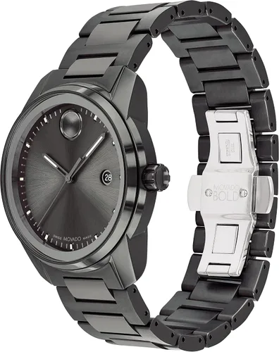 Vista 2 de Movado Mens Bold Verso Swiss Quartz 3 Hand Watch with Stainless Steel Bracelet Grey