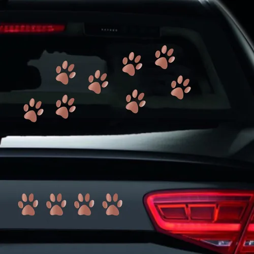 Vista 12 de Juego de 12 calcomanías de vinilo con estampado de patas de perro, calcomanías de vinilo para ventana de coche, laptop, motocicleta, camión