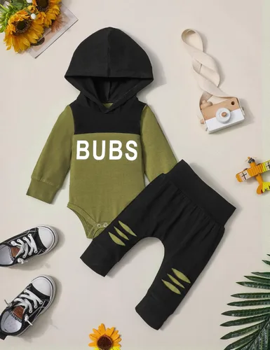 Vista 5 de Fommy Ropa para bebé recién nacido, sudadera con capucha de manga larga y pantalones largos, conjunto de 2 piezas para otoño e invierno