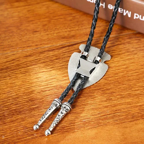 Vista 6 de HUABOLA CALYN Black Bolo Tie for Men, Native American Western Cowboy Bolo Tie