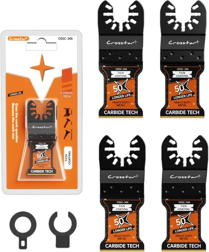 Vista 10 de Crosstar Cuchillas oscilantes de carburo de hielo negro, 2 unidades, cuchillas multiherramienta para metal duro, clavos, pernos, tornillos, ajuste