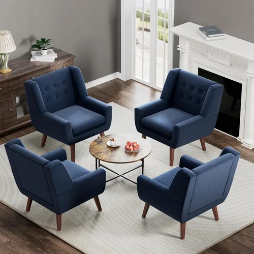 Vista 15 de HUIMO Silla de Acento para Sala de Estar, Sillón Tapizado con Botones Capitoné, Sillas de Sofá de Tela de Lino para Dormitorio, Sala de Estar, Silla
