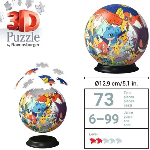 Vista 5 de Ravensburger Pokemon - Rompecabezas 3D para niños a partir de 6 años, 72 piezas, no requiere pegamento, regalos para niños y niñas