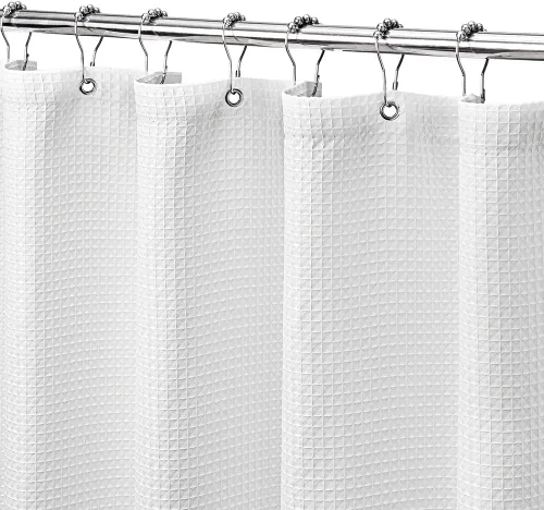 Vista 16 de MISS SELECTEX Cortina de ducha de tela lavable a máquina, clásica tela gruesa de punto gofre, duradera para baño, tela repelente al agua de alta