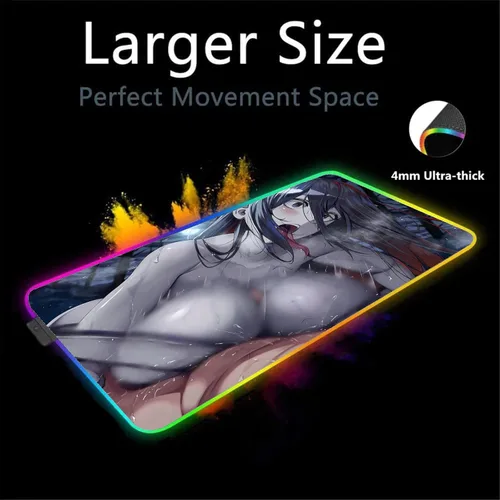 Vista 2 de Alfombrilla de mouse para juegos RGB Anime Girl Sexy Butt Breasts Chest Gamer Pads LED Alfombrilla de escritorio Alfombrilla de mouse XXL