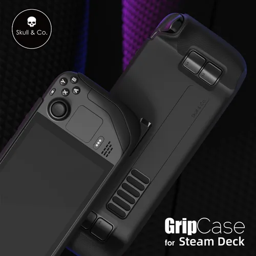 Vista 2 de Skull & Co. GripCase Bundle para Steam Deck funda protectora suave con agarres texturizados, protección completa y soporte, diseño de cubierta