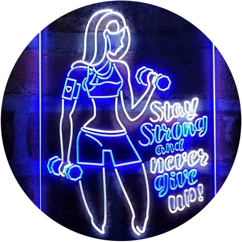 Vista 12 de ADVPRO Fitness Club Gym Stay Strong Never Give Up Dual Color LED Neon Sign azul & rojo 8 x 12 pulgadas st6s23-i4043-br