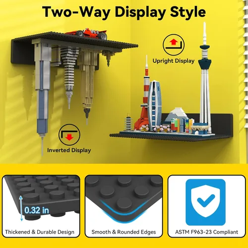 Vista 5 de BlissBox - Juego de 4 estantes flotantes para pared compatibles con Negro