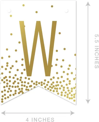 Vista 3 de Andaz Press Colección de fiesta de lunares con confeti dorado metálico, pancarta colgante, Welcome Baby!, aprox. 6 pies, 1 juego