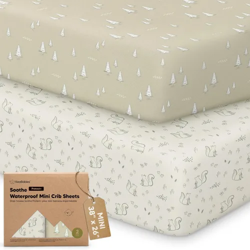 Vista 27 de 2 paquetes de sábanas ajustadas para mini cuna - 38x26 sábanas Pack N Play para colchón Pack and Play, algodón orgánico, ropa de cama transpirable