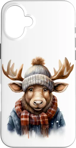Vista 23 de Cute Moose with Winter Hat & Scarf Case for iPhone 17